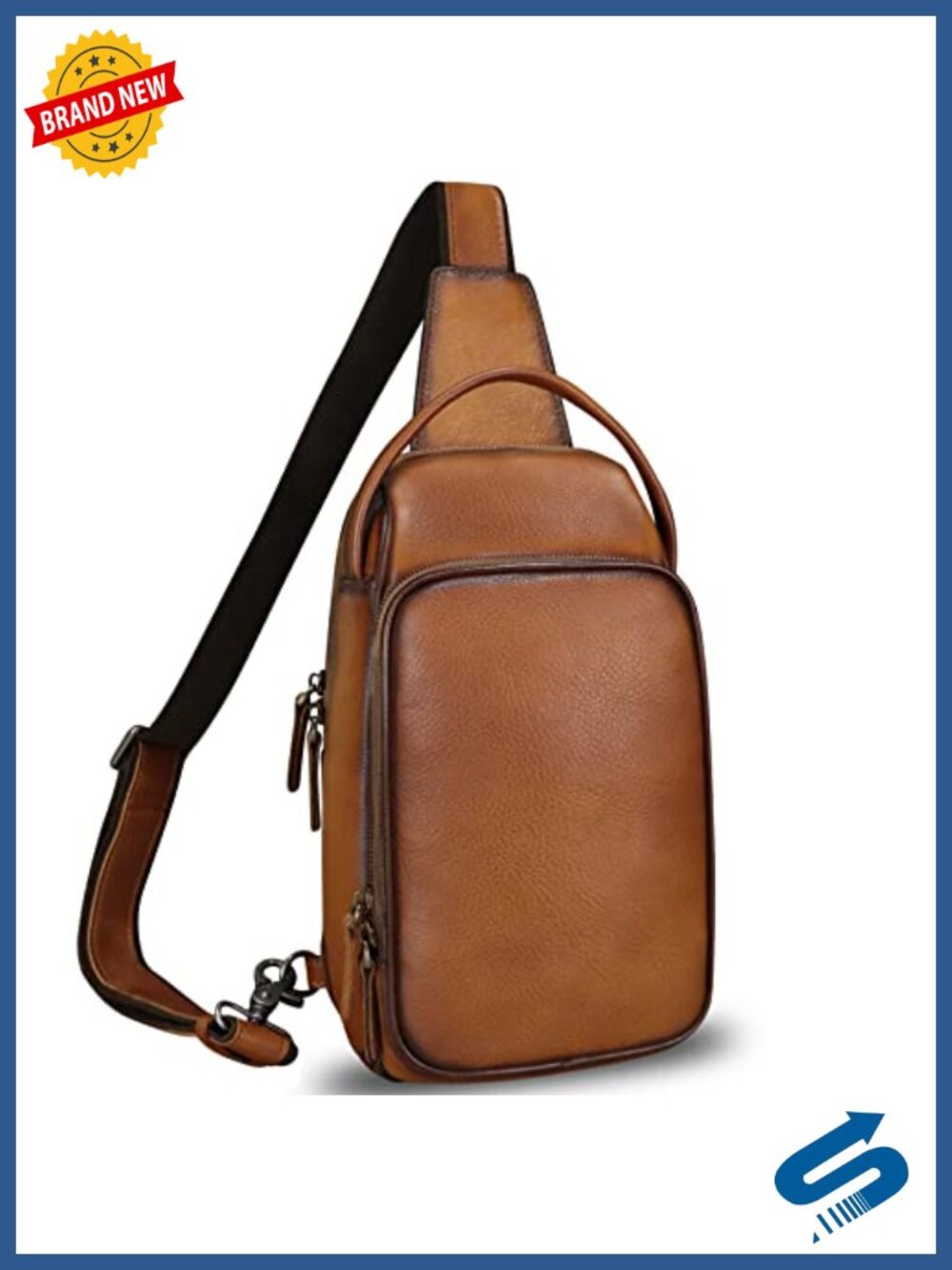 Genuine Leather Sling Bag Hiking Crossbody Daypack Anti-Theft Shoulder Bag
